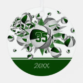 緑の灰色のバスケットボールパーソナライズされた星 メタルオーナメント (裏面)