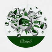 緑の灰色のバスケットボールパーソナライズされた星 メタルオーナメント (正面)