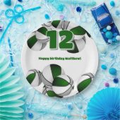 緑の灰色のバスケット女の子の男の子スポーツパーティー ペーパープレート (パーティー)