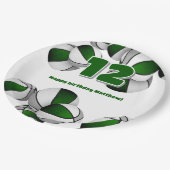 緑の灰色のバスケット女の子の男の子スポーツパーティー ペーパープレート (アングル)