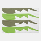 緑の灰色の抽象芸術パタモダンーン キッチンタオル (横)