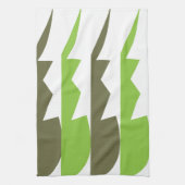 緑の灰色の抽象芸術パタモダンーン キッチンタオル (縦)