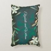 緑の灰色の熱帯植物のカスタマイズ可能な文字 アクセントクッション (正面(垂直))
