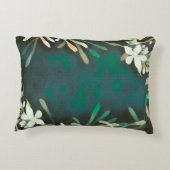 緑の灰色の熱帯植物のカスタマイズ可能な文字 アクセントクッション (裏面)