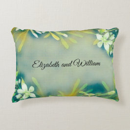 緑の灰色の熱帯植物のカスタマイズ可能な文字 アクセントクッション