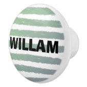 緑の灰色の白い水色のストライプ セラミックノブ (右)