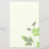 緑の灰色の鳥と葉のメ結婚ニュー・カード (裏面)