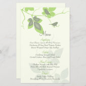 緑の灰色の鳥と葉のメ結婚ニュー・カード (正面/裏面)