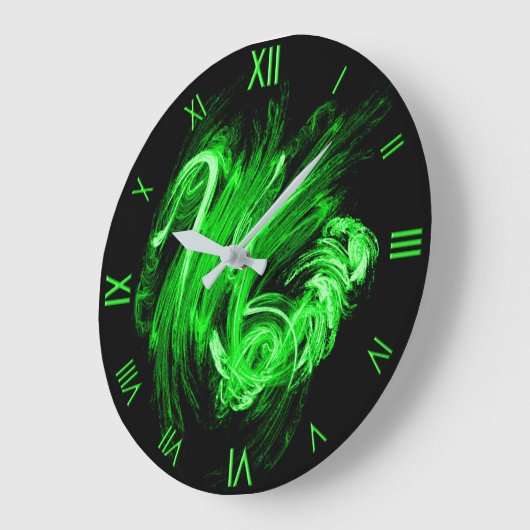 緑の炎(ライムローマ数字付き)壁時計 ラージ壁時計 (傾斜)