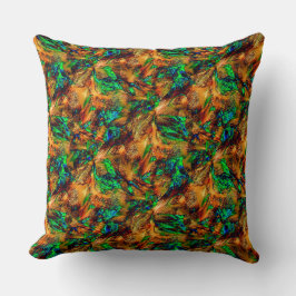 緑の点と燃えた黄色の非常に素朴な岩 クッション