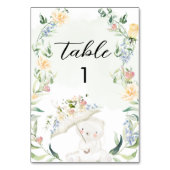 緑の熊のフローラ男女兼用の赤ちゃんシャワー テーブルナンバー (正面)