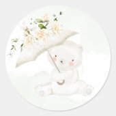 緑の熊のフローラ男女兼用の赤ちゃんシャワー ラウンドシール (正面)