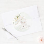 緑の熊のフローラ男女兼用の赤ちゃんシャワー ラウンドシール (封筒)