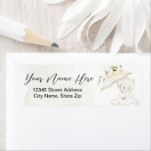 緑の熊のフローラ男女兼用の赤ちゃんシャワー ラベル (インサイチュ)