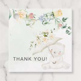 緑の熊の黄色男女兼用い赤ちゃんシャワー フェイバータグ