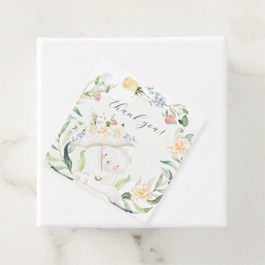 緑の熊の黄色男女兼用い赤ちゃんシャワー フェイバータグ (インサイチュ)