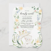 緑の熊の黄色男女兼用い赤ちゃんシャワー 招待状 (正面)