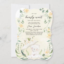 緑の熊男女兼用黄色の赤ちゃんシャワーI 招待状