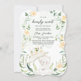 緑の熊男女兼用黄色の赤ちゃんシャワーI 招待状