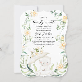 緑の熊男女兼用黄色の赤ちゃんシャワーI 招待状