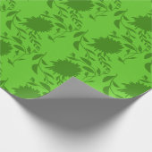 緑の熱帯の花葉と緑の花 ラッピングペーパー (角)