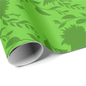 緑の熱帯の花葉と緑の花 ラッピングペーパー (ロールコーナー)