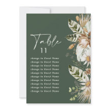 緑の熱帯エレガントな結婚式のテーブルのシーティングプラン