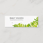 緑の熱帯シダ動物相イヤリングスタッドディスプレイ スキニー名刺 (正面)