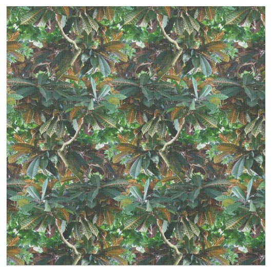 緑の熱帯ジャングルパターン ファブリック (クローズアップ)