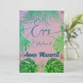 緑の熱帯パームベビーシャワーの背モダン景 シーズンカード (スタンド正面)