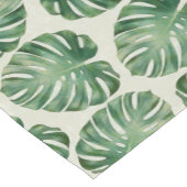 緑の熱帯モンステラ葉の模様 ショートテーブルランナー (コーナー)