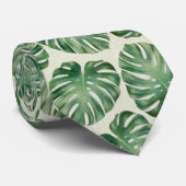 緑の熱帯モンステラ葉の模様 ネクタイ (ロール)