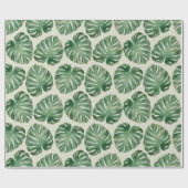 緑の熱帯モンステラ葉の模様 ラッピングペーパー (フラット)
