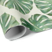 緑の熱帯モンステラ葉の模様 ラッピングペーパー (ロールコーナー)