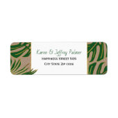 緑の熱帯モンステラ葉パームのラス結婚ト ラベル (正面)