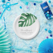 緑の熱帯モンステ葉ラの夏結婚の夏 ペーパープレート (パーティー)