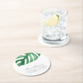 緑の熱帯モンステ葉ラの夏結婚の夏 ラウンドペーパーコースター (インサイチュ)