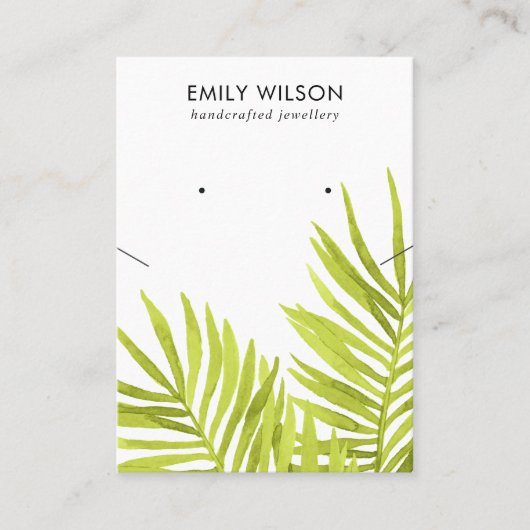 緑の熱帯ヤシ動物ネックレスイヤリングディスプレイ 名刺 (正面)