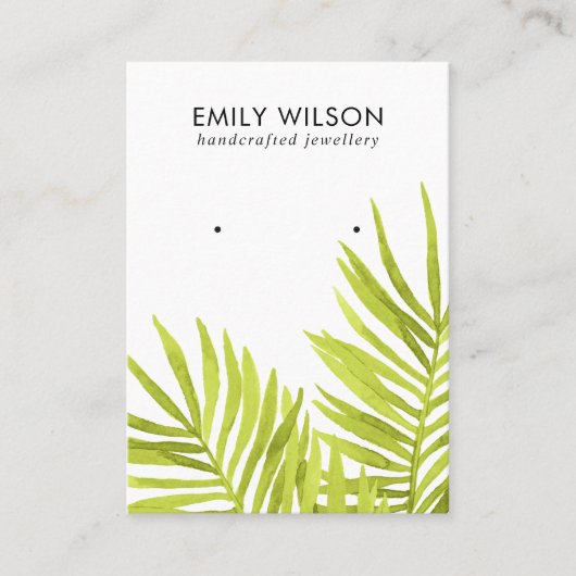 緑の熱帯ヤシ動物群イヤリングスタッドディスプレイバス 名刺 (正面)