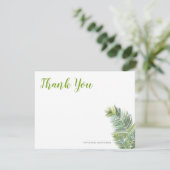 緑の熱帯ヤシ葉 サンキューカード (スタンド正面)