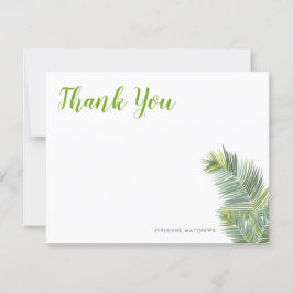 緑の熱帯ヤシ葉 サンキューカード