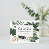 緑の熱帯夏離れの夏の日付を保存 ポストカード (スタンド正面)