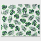 緑の熱帯島のやし葉状体およびジャングルの葉 ラッピングペーパー (フラット)