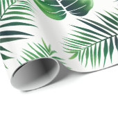 緑の熱帯島のやし葉状体およびジャングルの葉 ラッピングペーパー (ロールコーナー)