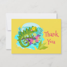 緑の熱帯性トカゲ花ありがとう サンキューカード
