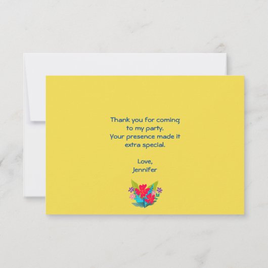 緑の熱帯性トカゲ花ありがとう サンキューカード (裏面)