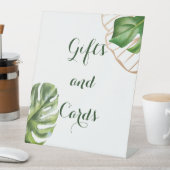 緑の熱帯性パーム男女兼用ベビーシャワー 台座サイン (インサイチュ)