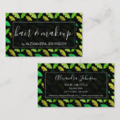 緑の熱帯性ヤシの木の葉のパターン 名刺 (正面/裏面)