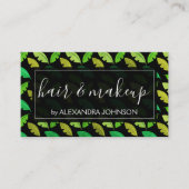 緑の熱帯性ヤシの木の葉のパターン 名刺 (正面)