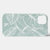 緑の熱帯性ヤシの葉のパターン Case-Mate iPhoneケース (裏面 (横))